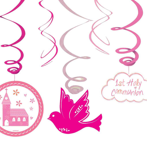 Picture of HOCOMMUNION CHURCH PINK SWIRL DECORATIONS 6 PIECES